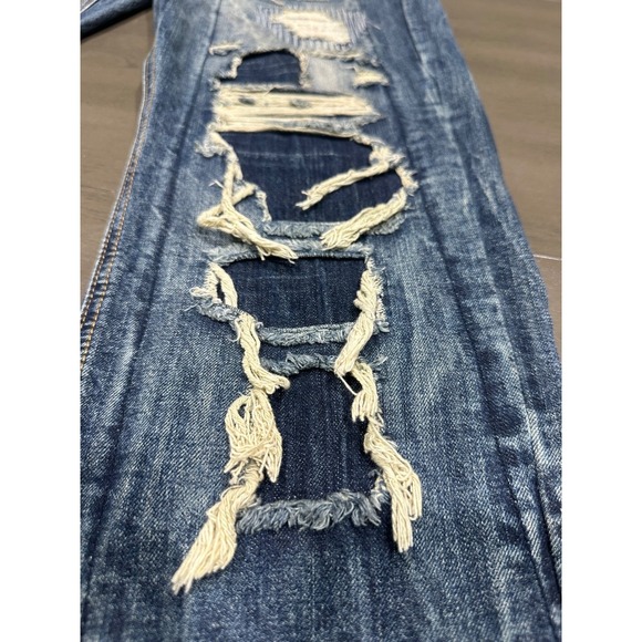 Encrypted Supply Co Mens Distressed Patchwork Straight Leg Blue Jeans 37x32 - Picture 4 of 16